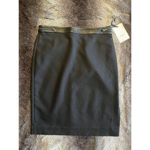 NWT Zapa Paris Mady Skirt Black pencil lamb leather trim MSRP 195 EURO
